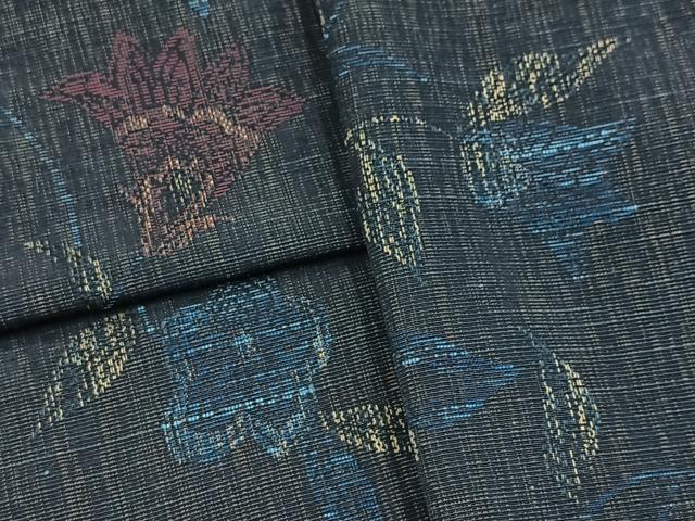 平和屋着物■上質な紬　更紗花文　正絹　逸品　BAAX9634yc