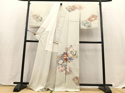 平和屋着物●訪問着　地紙花文　暈し染め　金彩　正絹　逸品　BAAX9640yc