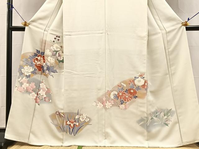 平和屋着物●訪問着　地紙花文　暈し染め　金彩　正絹　逸品　BAAX9640yc