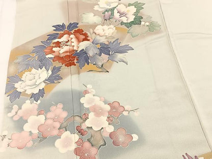 平和屋着物●訪問着　地紙花文　暈し染め　金彩　正絹　逸品　BAAX9640yc