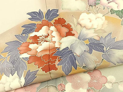 平和屋着物●訪問着　地紙花文　暈し染め　金彩　正絹　逸品　BAAX9640yc