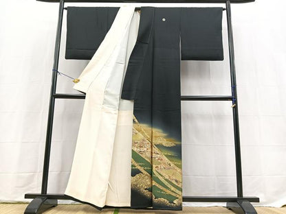平和屋着物■豪華黒留袖　千年物語　暈し染め　金銀彩　正絹　逸品　BAAX9641yc