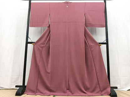 平和屋着物●上質な色無地　浅蘇芳色　ロング丈　正絹　逸品　未使用　BAAX9646yc