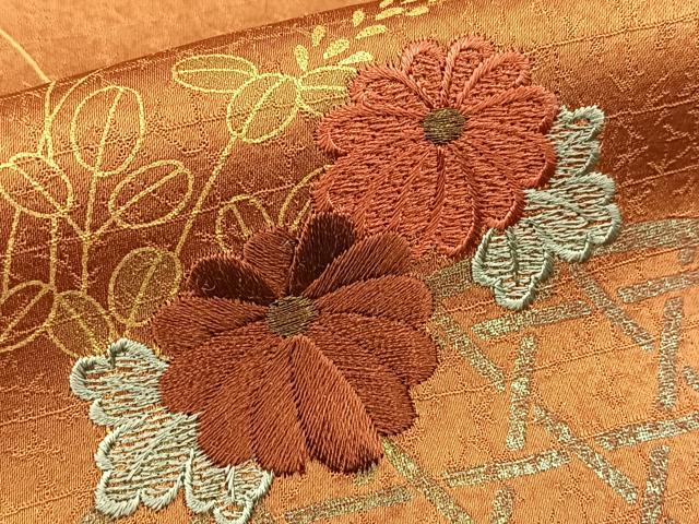 平和屋着物■訪問着　刺繍　秋草文　暈し染め　金銀彩　正絹　逸品　BAAX9651yc
