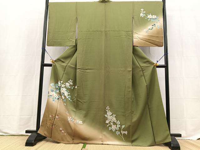 平和屋着物●訪問着　草花文　暈し染め　正絹　逸品　BAAX9655yc
