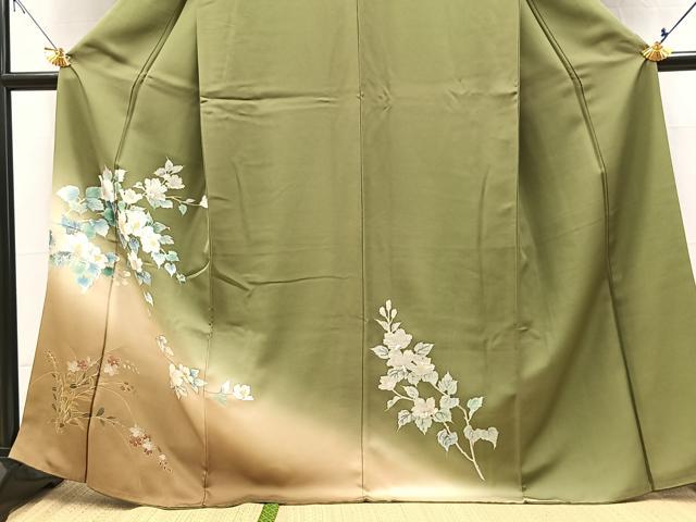 平和屋着物●訪問着　草花文　暈し染め　正絹　逸品　BAAX9655yc