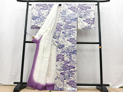 平和屋着物●上質な小紋　立波花車文　金彩　正絹　逸品　BAAX9657yc
