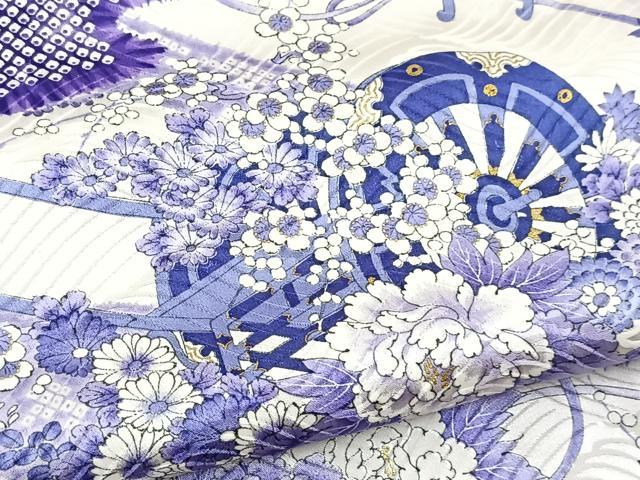 平和屋着物●上質な小紋　立波花車文　金彩　正絹　逸品　BAAX9657yc