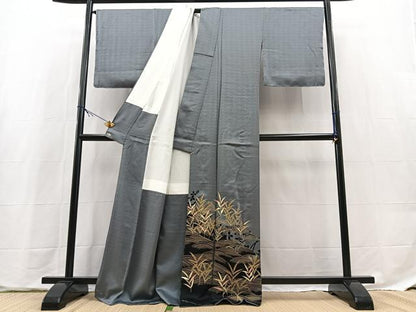 平和屋着物●豪華色留袖　立波草花文　シルエット　金彩　三越扱い　正絹　逸品　未使用　BAAX9659yc