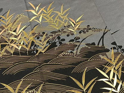 平和屋着物●豪華色留袖　立波草花文　シルエット　金彩　三越扱い　正絹　逸品　未使用　BAAX9659yc