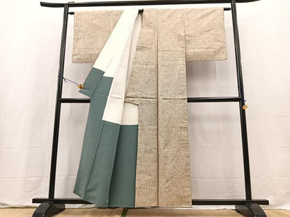 平和屋着物■本場大島紬　幾何学文様　正絹　逸品　BAAX9661yc
