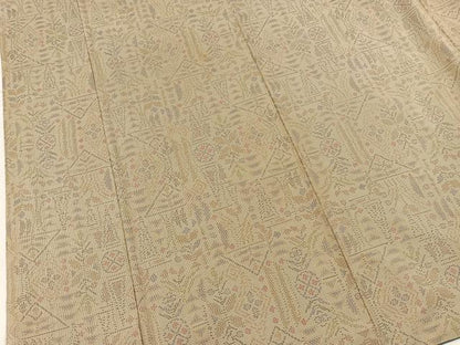 平和屋着物■本場大島紬　幾何学文様　正絹　逸品　BAAX9661yc