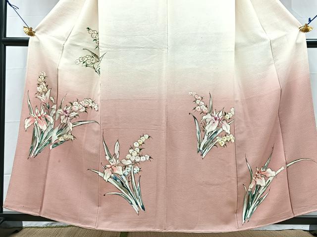 平和屋着物■訪問着　手描き　立波花文　暈し染め　金彩　正絹　逸品　BAAX9664yc