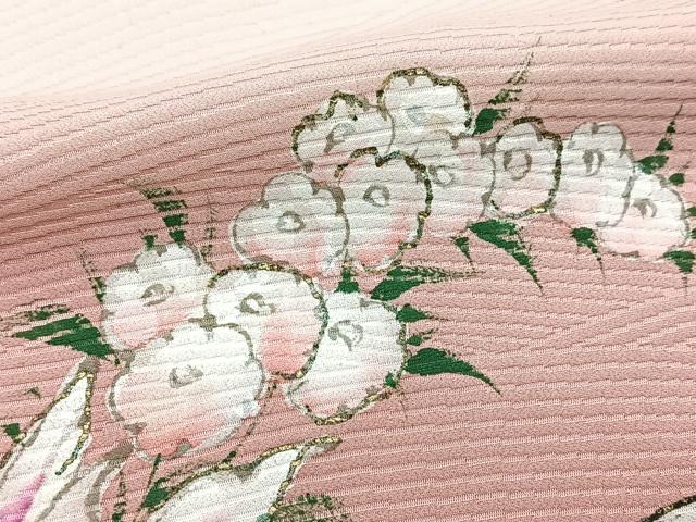 平和屋着物■訪問着　手描き　立波花文　暈し染め　金彩　正絹　逸品　BAAX9664yc