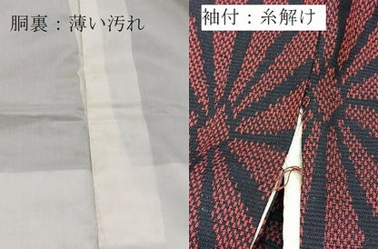 平和屋着物■上質な紬　麻の葉文様　正絹　逸品　BAAX9667yc