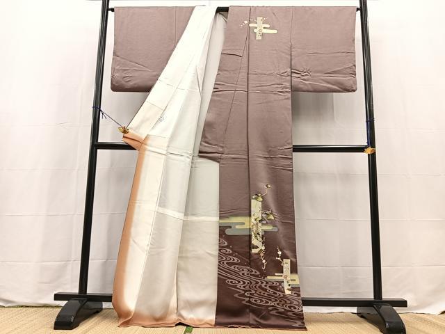 平和屋着物■訪問着　流水吉祥花文　暈し染め　金彩　正絹　逸品　BAAX9669yc