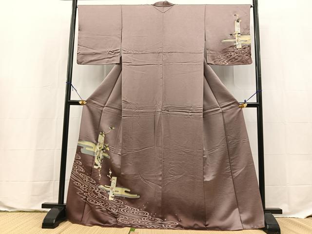 平和屋着物■訪問着　流水吉祥花文　暈し染め　金彩　正絹　逸品　BAAX9669yc