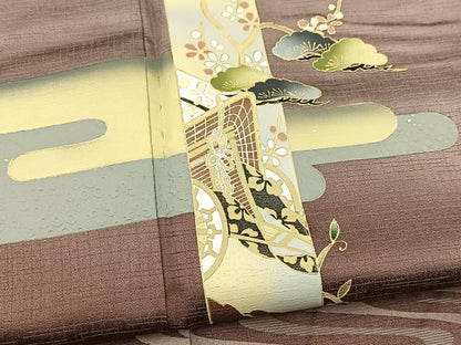 平和屋着物■訪問着　流水吉祥花文　暈し染め　金彩　正絹　逸品　BAAX9669yc