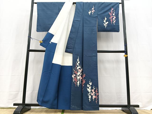 平和屋着物■訪問着　作家物　紬地　槍梅　正絹　逸品　未使用　BAAX9670yc
