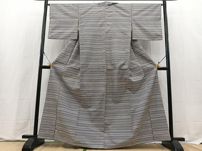 平和屋着物■本場染大島紬　横段文　正絹　逸品　BAAX9672yc