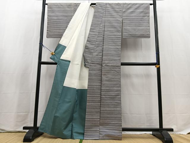 平和屋着物■本場染大島紬　横段文　正絹　逸品　BAAX9672yc