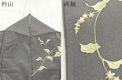 平和屋着物●訪問着　刺繍　草花文　正絹　逸品　BAAX9673yc