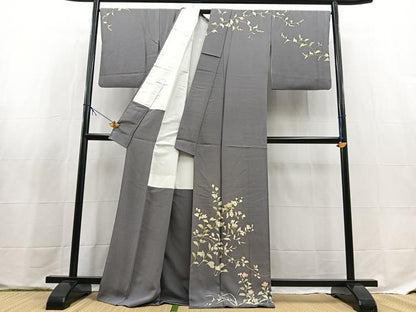 平和屋着物●訪問着　刺繍　草花文　正絹　逸品　BAAX9673yc