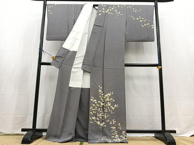 平和屋着物●訪問着　刺繍　草花文　正絹　逸品　BAAX9673yc