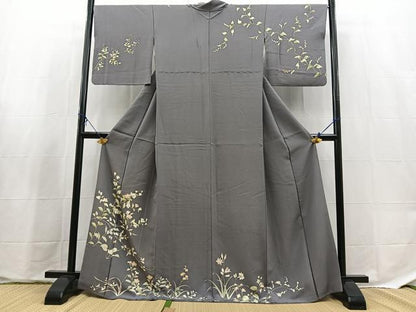 平和屋着物●訪問着　刺繍　草花文　正絹　逸品　BAAX9673yc
