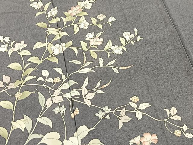 平和屋着物●訪問着　刺繍　草花文　正絹　逸品　BAAX9673yc