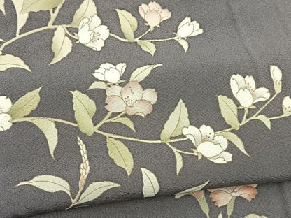 平和屋着物●訪問着　刺繍　草花文　正絹　逸品　BAAX9673yc
