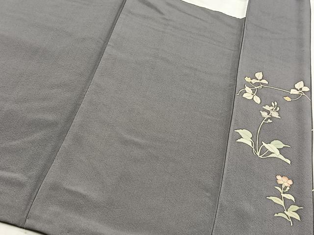 平和屋着物●訪問着　刺繍　草花文　正絹　逸品　BAAX9673yc