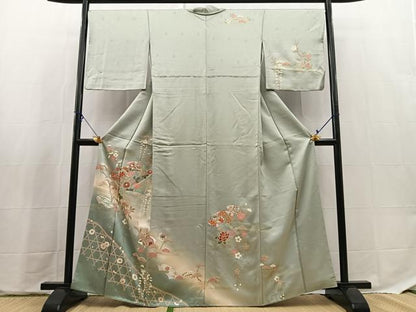 平和屋着物●訪問着　地紙花蝶文　暈し染め　金彩　正絹　逸品　BAAX9674yc