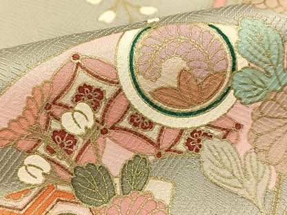 平和屋着物●訪問着　地紙花蝶文　暈し染め　金彩　正絹　逸品　BAAX9674yc