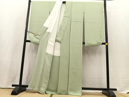 平和屋着物●小振袖　二尺袖　色無地　辻が花地紋　裏葉柳色　鈴乃屋扱い　正絹　逸品　BAAX9677yc