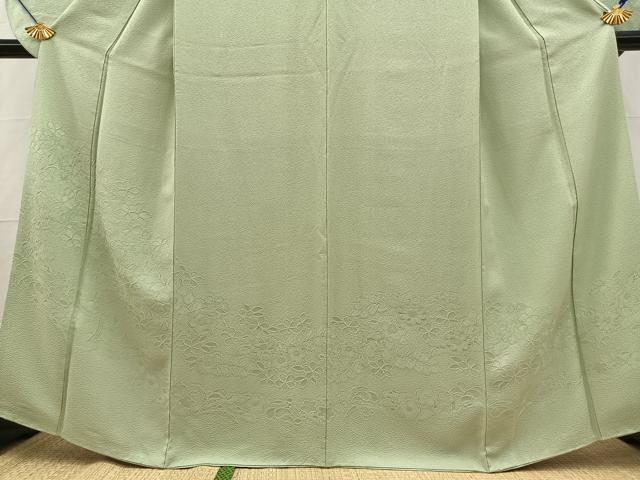 平和屋着物●小振袖　二尺袖　色無地　辻が花地紋　裏葉柳色　鈴乃屋扱い　正絹　逸品　BAAX9677yc