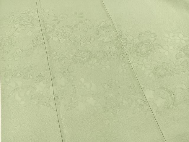 平和屋着物●小振袖　二尺袖　色無地　辻が花地紋　裏葉柳色　鈴乃屋扱い　正絹　逸品　BAAX9677yc