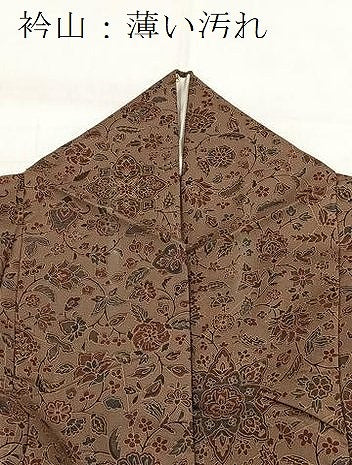 平和屋着物■訪問着　本場染大島紬　更紗花文　正絹　逸品　BAAX9678yc
