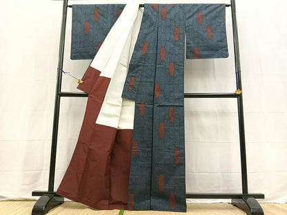 平和屋着物■本場大島紬　7マルキ　幾何学文様　正絹　逸品　BAAX9681yc