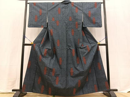 平和屋着物■本場大島紬　7マルキ　幾何学文様　正絹　逸品　BAAX9681yc
