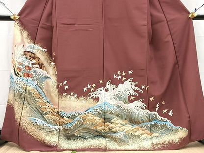 平和屋着物■色留訪問着　飛鳥立波文　金彩　洗える着物　BAAX9685yc