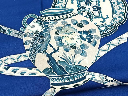 平和屋着物■訪問着　陶器花鳥文　正絹　逸品　BAAX9688yc