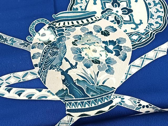 平和屋着物■訪問着　陶器花鳥文　正絹　逸品　BAAX9688yc