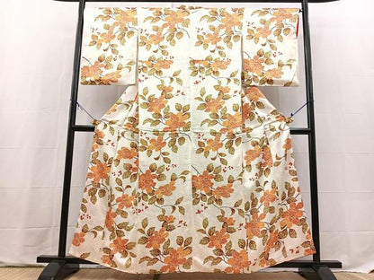 平和屋着物■上質な小紋　枝花文　正絹　逸品　BAAX9690yc