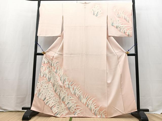 平和屋着物■訪問着　刺繍　草花文　暈し染め　正絹　逸品　BAAX9691yc