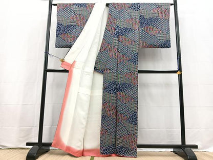 平和屋着物■上質な小紋　雲取り吉祥花文　正絹　逸品　BAAX9693yc