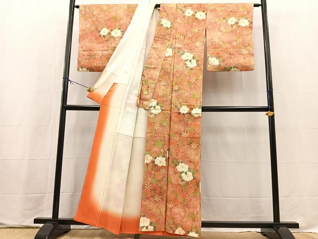 平和屋着物■上質な小紋　草花文　正絹　逸品　BAAX9694yc