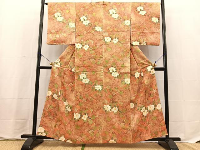 平和屋着物■上質な小紋　草花文　正絹　逸品　BAAX9694yc