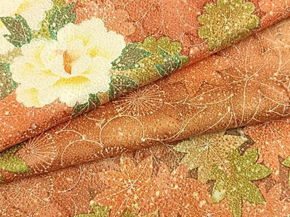 平和屋着物■上質な小紋　草花文　正絹　逸品　BAAX9694yc