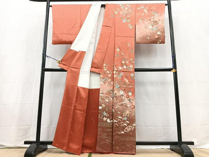 平和屋着物●訪問着　扇面吉祥花蝶文　暈し染め　金彩　正絹　逸品　BAAX9695yc